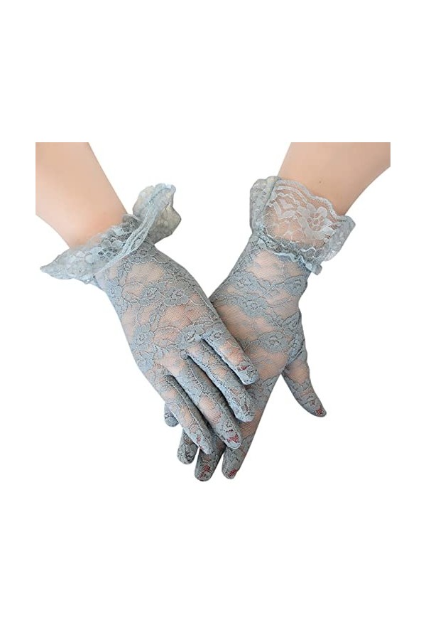 LOIJMK Moufles courtes élastiques solides sexy en dentelle, gris, taille unique