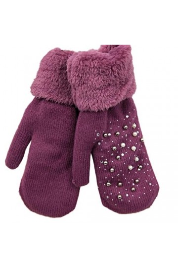 Coloré Femme Gants TM Mesdames plus signifie velours avec des gants épais Rose rouge 