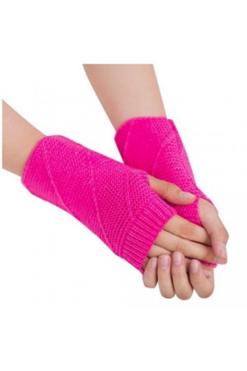 Mitaines unisexes sans doigts - Chauffe-pouls - Avec trou pour les pouces - Tricoté thermique - Mitaines extensibles - Mitain