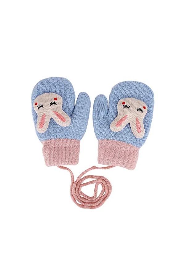 Enfant Gants dhiver en Tricot Lapin Mignon avec Cordon Gants Chauds en Velours Gants pour Enfants Gants pour Sports Gants Ch