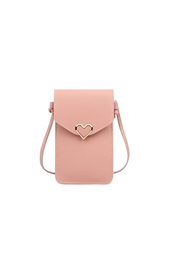 Narunii Sac à bandoulière Femme,Mini Pochette pour téléphone Portable avec en Cuir PU Transparent pour écran Tactile Verrouil
