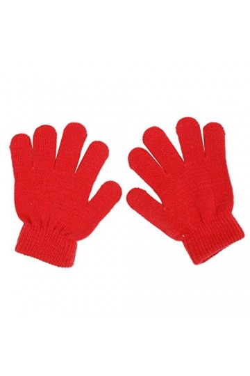 JAGENIE Gants dhiver mignons pour bébé garçons filles couleur unie tricot élastique moufles rouges