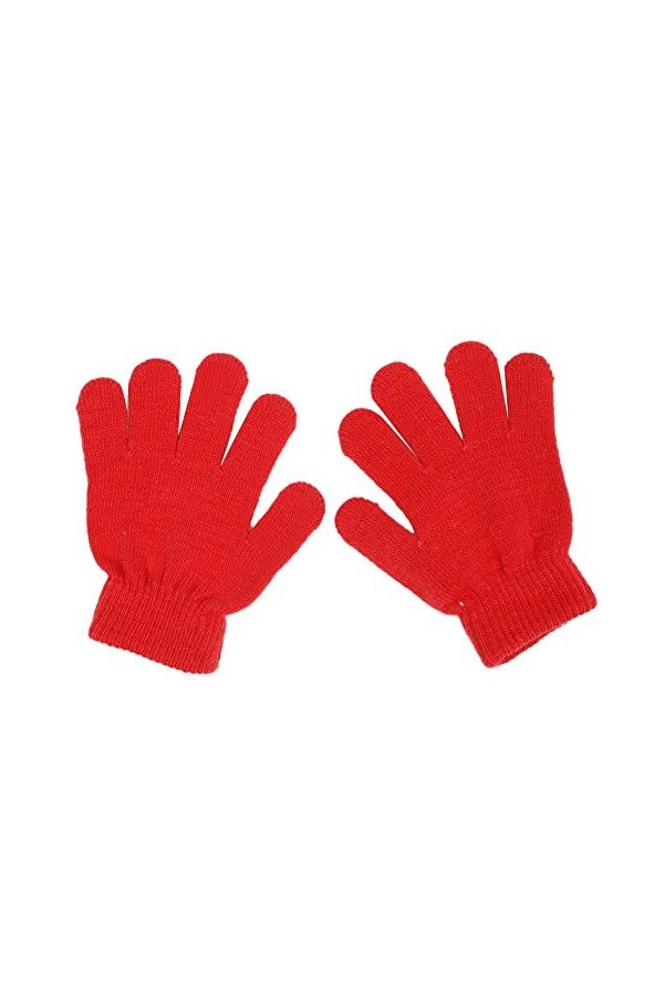 JAGENIE Gants dhiver mignons pour bébé garçons filles couleur unie tricot élastique moufles rouges