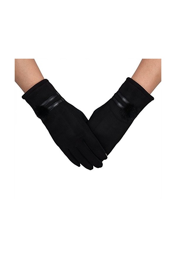 Moufles Chaudes Gants Hiver Femmes Noir Gants Souple Chat Gant Femme, Noir , taille unique