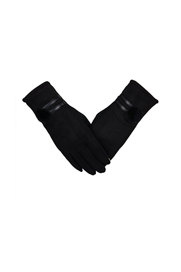 Moufles Chaudes Gants Hiver Femmes Noir Gants Souple Chat Gant Femme, Noir , taille unique