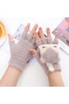 Gants dhiver épais et chauds à rabat pour étudiants, équitation, laine pour femme, demi-doigts, gants tricotés, isolation th