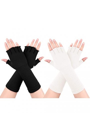 EWODEIEW Lot de 2 paires de mitaines pour femme - Mitaines chaudes - Mitaines dhiver - Mitaines dhiver - Mitaines chauffe-b