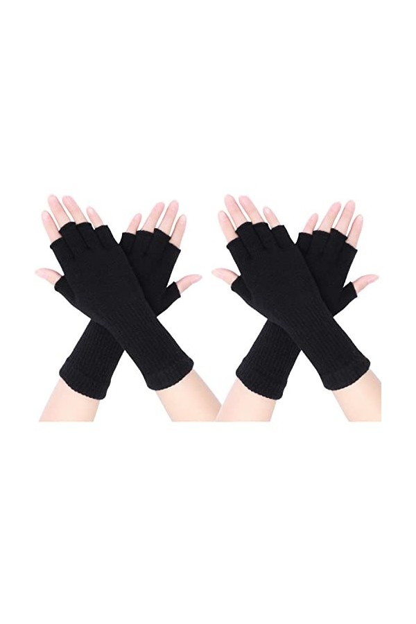 EWODEIEW Lot de 2 paires de mitaines pour femme - Mitaines chaudes - Mitaines dhiver - Mitaines dhiver - Mitaines chauffe-b