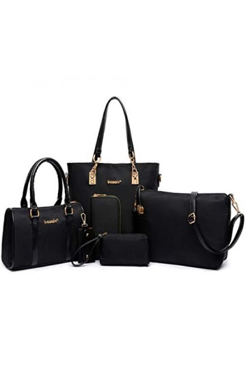 FiveloveTwo Femmes Mode 6Pcs Bag Set PU cuir Sac à Bandoulière portés main + Fourre-Tout + Portefeuille + Titulaire de la Car