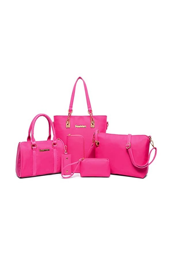 FiveloveTwo Femmes Mode 6Pcs Bag Set PU cuir Sac à Bandoulière portés main + Fourre-Tout + Portefeuille + Titulaire de la Car