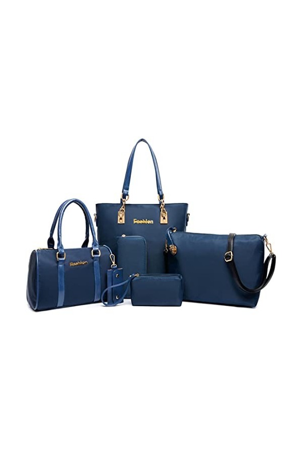 FiveloveTwo Femmes Mode 6Pcs Bag Set PU cuir Sac à Bandoulière portés main + Fourre-Tout + Portefeuille + Titulaire de la Car