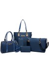 FiveloveTwo Femmes Mode 6Pcs Bag Set PU cuir Sac à Bandoulière portés main + Fourre-Tout + Portefeuille + Titulaire de la Car