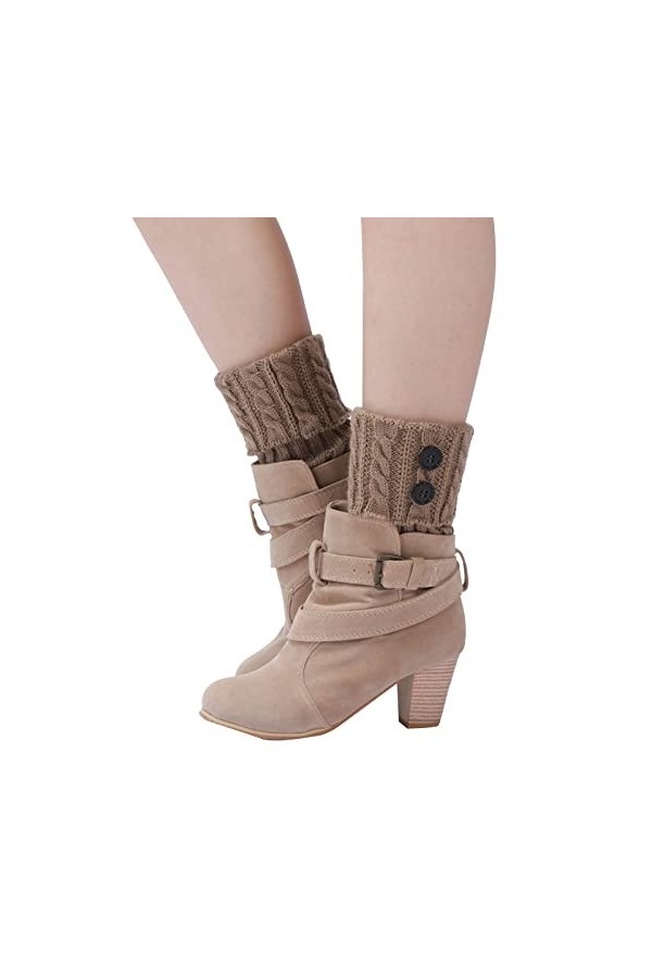 ZHIYU Gants en acrylique confortables Moufles chaudes à câble épais pour les femmes chauffe-pieds, Noir , taille unique