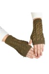 Leadrop 1 paire de gants tricotés doux en tricot au crochet pour femme, couleur unie, élastiques, antidérapants, avec Tw, ble