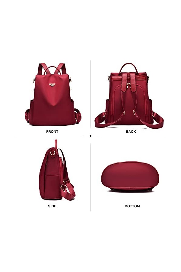 shepretty Femme Anti-vol Sac à Dos imperméable, 8864Rouge