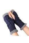 Ekakashop Mitaines sans doigts pour femme, gants dhiver chauds en tricot avec doublure en polaire, mitaines dhiver chauffe-