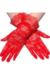 Mode Femme Solide Sexy Dentelle Gants Élasticité Courtes Moufles Souris Costume