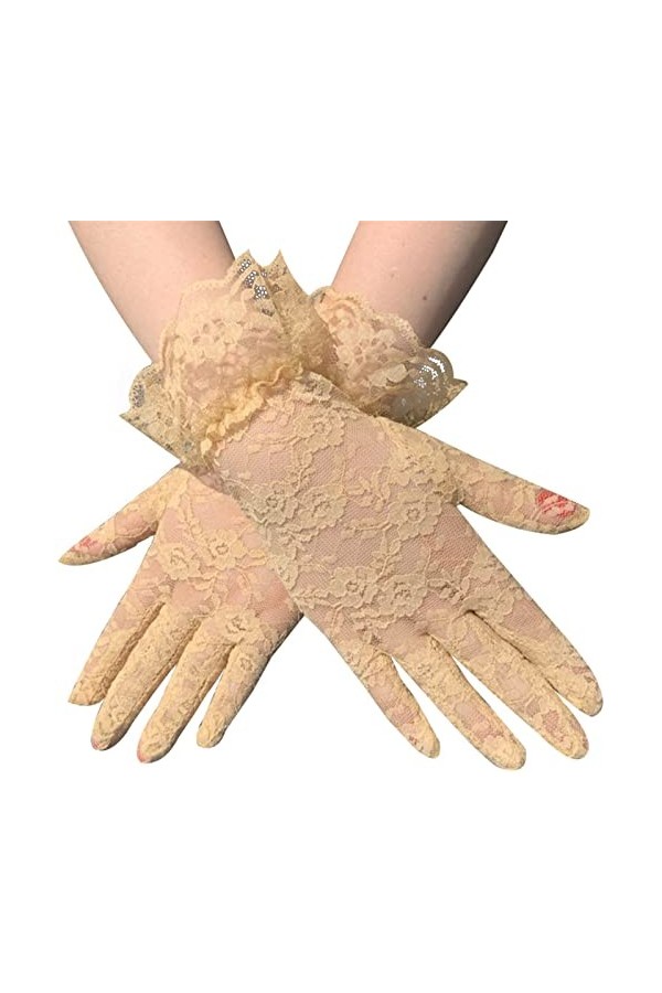 Mode Femme Solide Sexy Dentelle Gants Élasticité Courtes Moufles Souris Costume