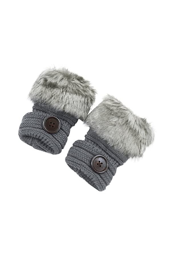 ZHIYU Faux moufles chaudes pour femme - Gants dhiver pour femme, gris, taille unique