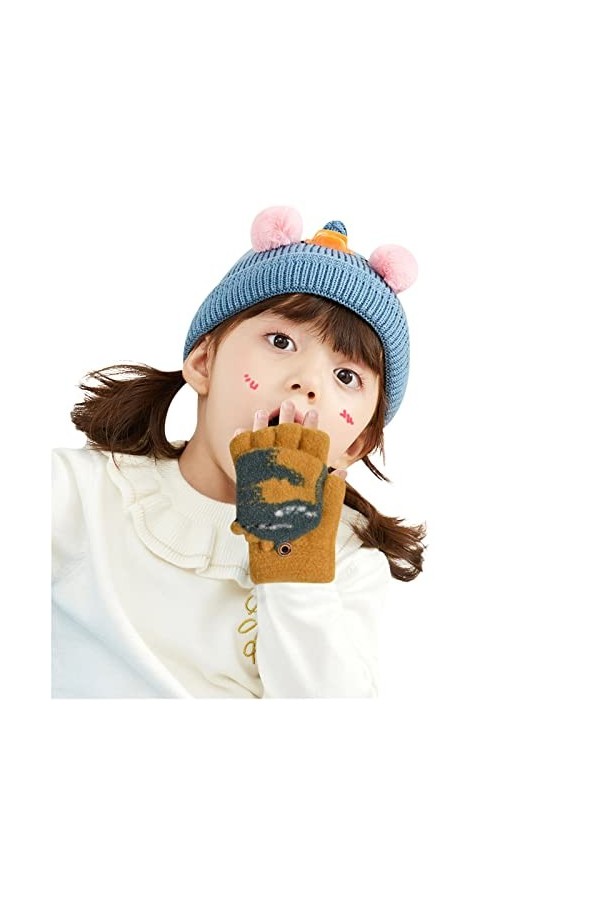 Générique Gants Tactiles Femme Homme Hiver Chaud Gants Convertibles pour Enfants avec Dessus Chaud sans Doigts Plume Gants Lo