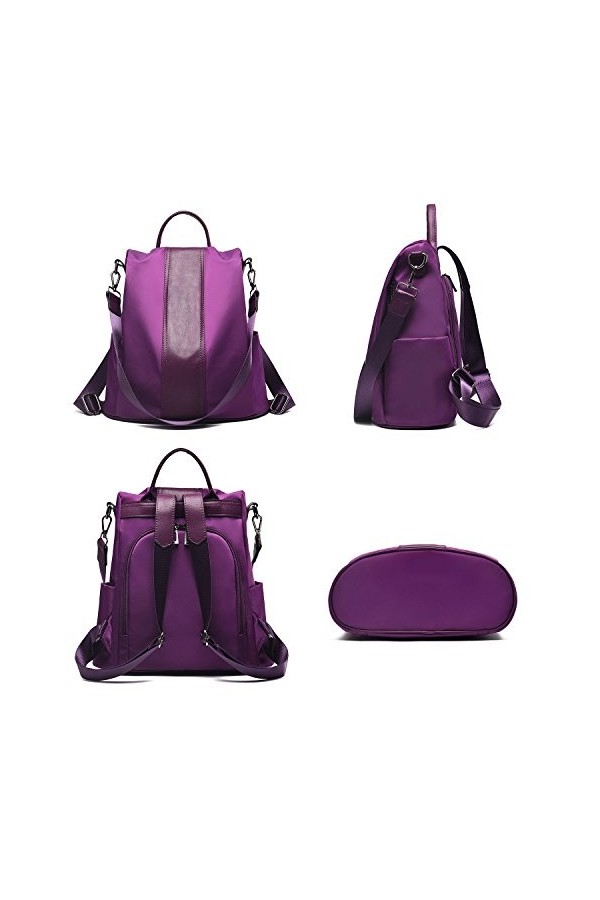 Charmore Sac à dos pour femme - En nylon imperméable - Pour lécole, le vol - Sac à bandoulière, Violet 2, M
