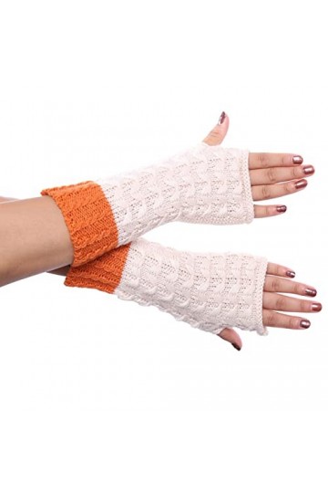 Mitaines convertibles pour femme - Automne et hiver - Couleur contrastée - Motif ananas - Tricot chaud - Demi-gants - Mitaine