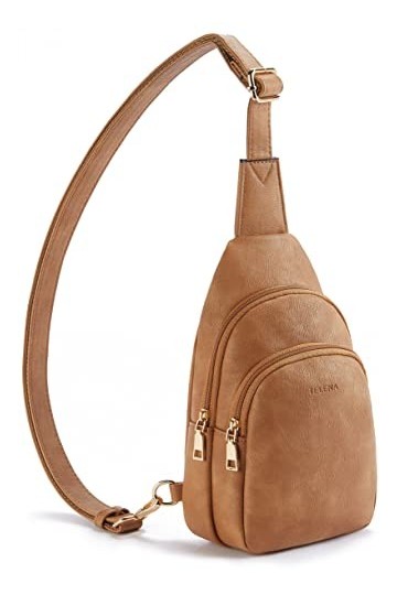 Telena Femme Sac à bandoulière, Sac de Poitrine Petit Sacs à Dos Fille Sacoche Bandouliere Sling Bag Crossbody Bag PU Cuir,Ma