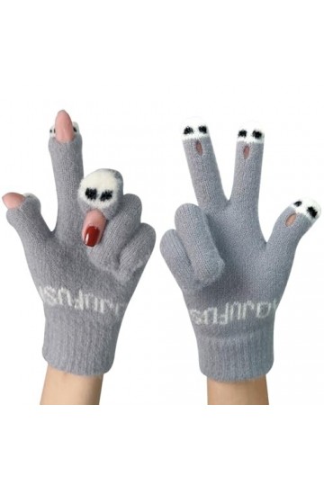 Gefomuofe Mitaines dhiver chaudes pour femme - En laine - Mitaines en tricot - Mitaines longues - Chauffe-pouls - Avec trou 