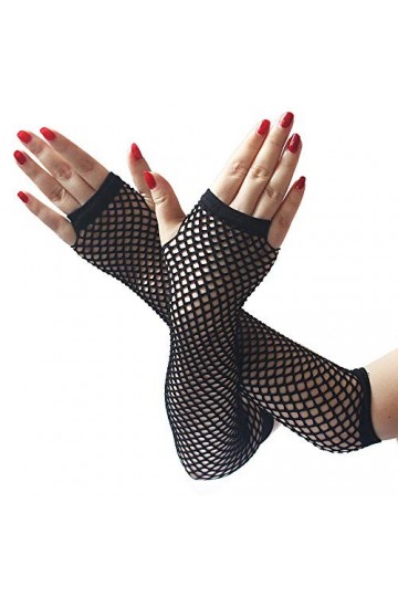 TDEOK Gants Hauts Femmes Néon sans Doigts Dentelle Élasticité Gants Longs Femmes Maille-Charmant Gants Gants en Cuir Moins de