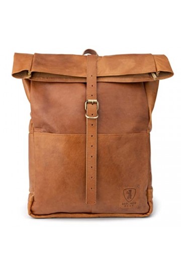 Berliner Bags Vintage Sac à Dos en Cuir Paris, Sac pour Ordinateur pour Hommes Femmes - Marron