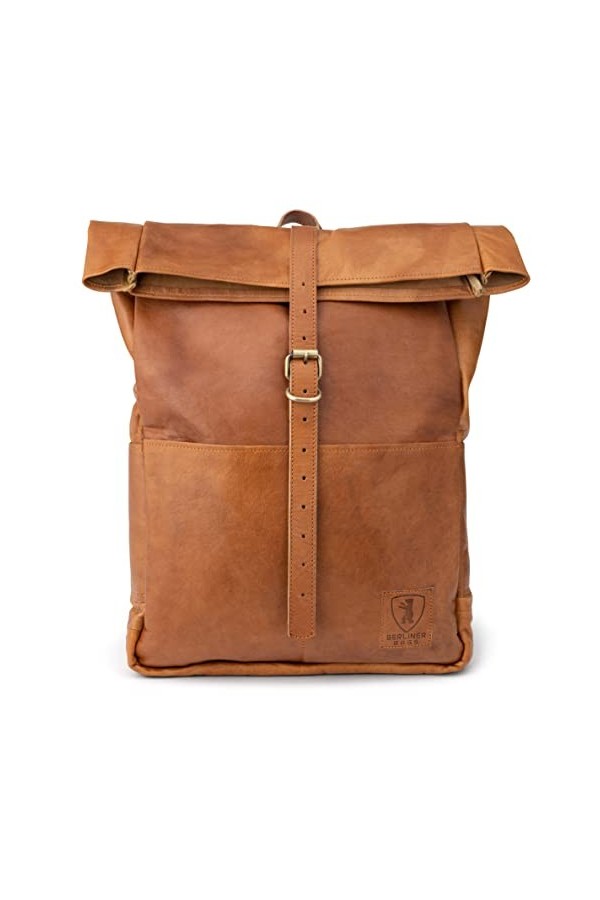 Berliner Bags Vintage Sac à Dos en Cuir Paris, Sac pour Ordinateur pour Hommes Femmes - Marron