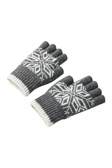 Gants dhiver pour femme, demi-mains chaudes, tricotés en laine et anti-gel, gants longs en cuir véritable E, taille unique 