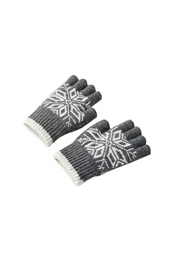 Gants dhiver pour femme, demi-mains chaudes, tricotés en laine et anti-gel, gants longs en cuir véritable E, taille unique 