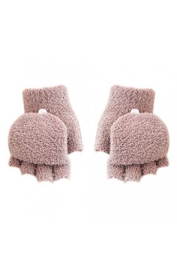 JUNGEN Moufle Demi-Doigts Mitaines en Peluche Gants dhiver Gants moitié Moufles Button Epais Gants Chaud Gants Hiver Chaud 