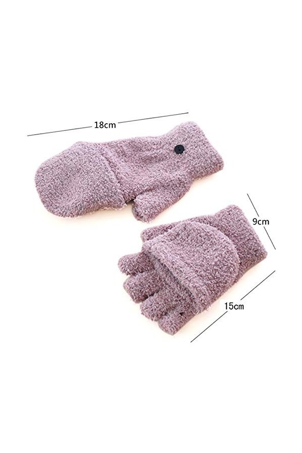 JUNGEN Moufle Demi-Doigts Mitaines en Peluche Gants dhiver Gants moitié Moufles Button Epais Gants Chaud Gants Hiver Chaud 