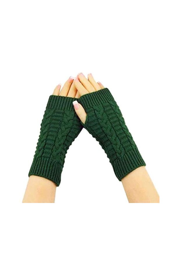 Gants dété doux pour femme - Moufles tendance unisexes tricotées - Gants dhiver chauds - Gants en cuir pour femme, vert, ta