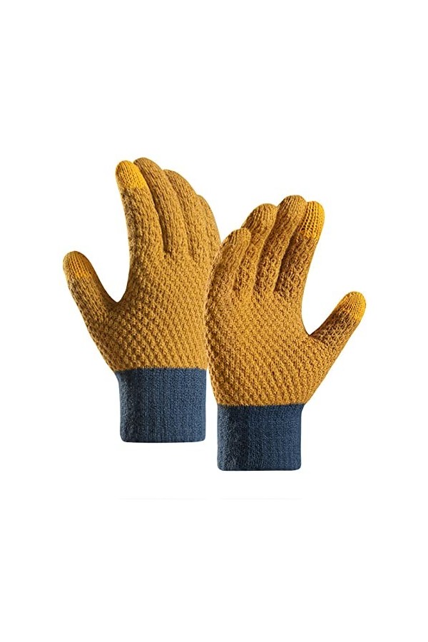 YANFJHV Hiver Femmes Garder Au Chaud Écran Tactile Gants Tricot Manchette Élastique Doux Gants Pleins Doigts Moufles Costume 