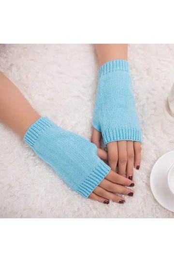 Gants mitaines pour femmes par temps froid pour femmes et filles - Bras tricotés sans doigts - Gants dhiver doux et chauds -