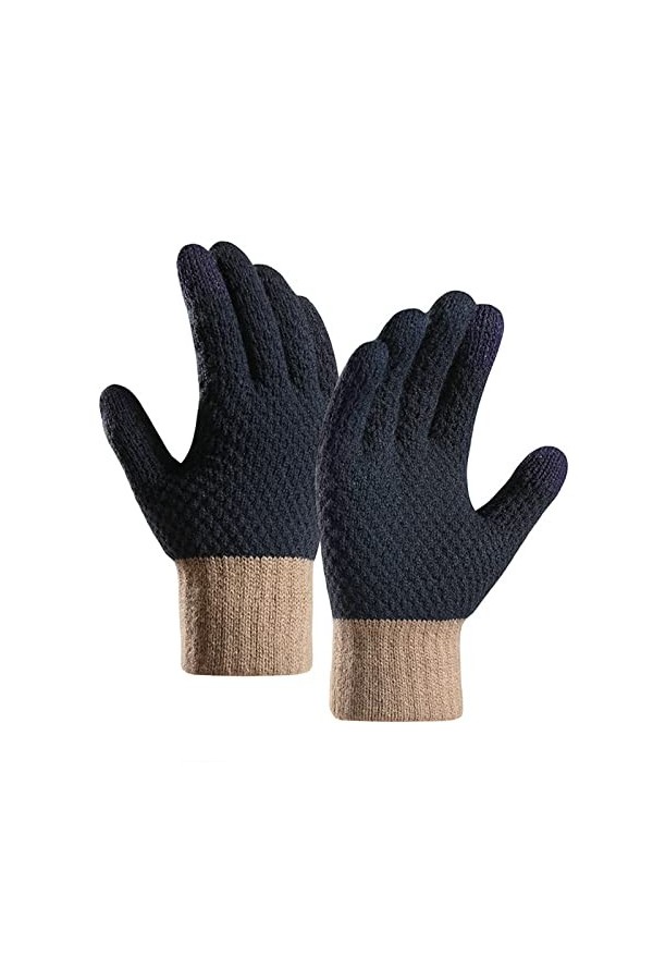 YANFJHV Hiver Femmes Garder Au Chaud Écran Tactile Gants Tricot Manchette Élastique Doux Gants Doigts Pleins Doigts Moufles G