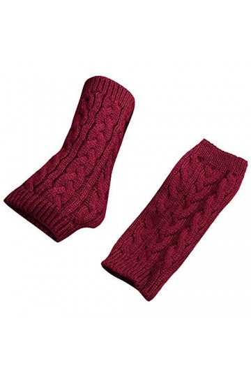 UnoSheng Gants chauds pour femme - Pour lhiver - Sans doigts - Crochet - Avec trou pour le pouce - Moufles à paillettes, Bor