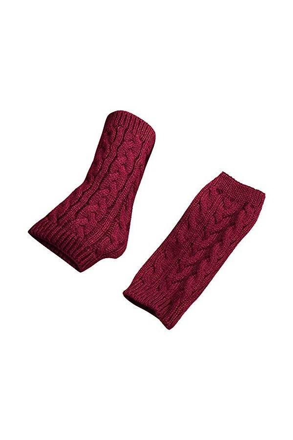 UnoSheng Gants chauds pour femme - Pour lhiver - Sans doigts - Crochet - Avec trou pour le pouce - Moufles à paillettes, Bor