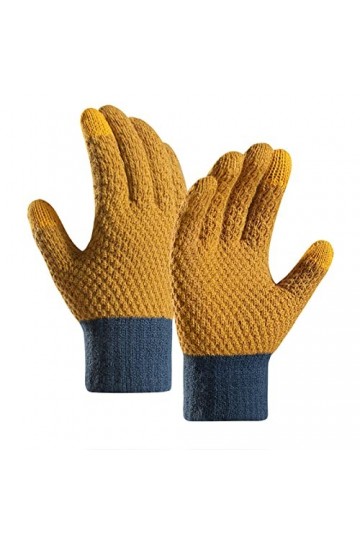 YANFJHV Hiver Femmes Garder Au Chaud Écran Tactile Gants Tricot Poignet Élastique Doux Gants Doigts Complet Moufles Gants Hiv