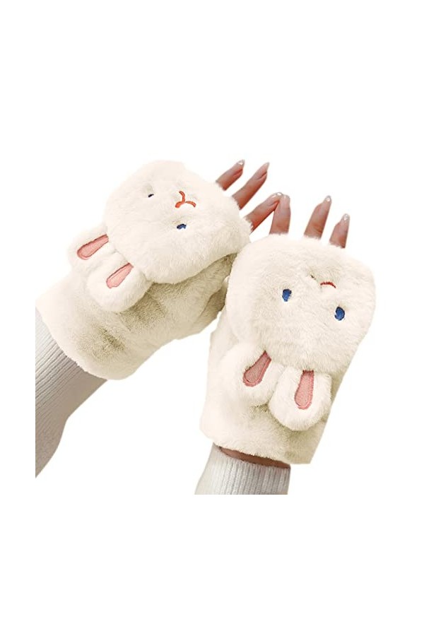 Mitaines de travail pour femme, gants dhiver en fausse fourrure, moufles mignonnes pour femmes, kaki, taille unique