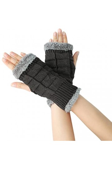 Mitaines mitaines pour femmes Moufles écran tactile Gants tricotés Manchettes tricotées sans doigts Gants ouverts en laine tr