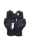 Gants dhiver pour femmes | Gants tricotés chauds pour femmes | Moufles élastiques douces et tendance avec imprimé chat Gants