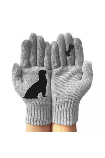 BAOK Gants tricotés pour Femme – Gants tricotés Doux et Chauds en Laine avec Impression os de Chien, moufles élastiques et So