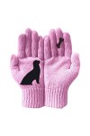 BAOK Gants tricotés pour Femme – Gants tricotés Doux et Chauds en Laine avec Impression os de Chien, moufles élastiques et So