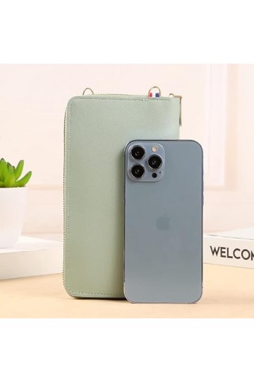 Narunii Petit Sac à Bandoulière Femme,Pochette Portefeuille Telephone portable avec Fenêtre à Écran Tactile,Sac à Dos en Cuir