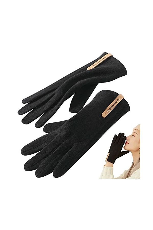 Gants tactiles classiques pour écran tactile dhiver pour femme - Gants tactiles pour écran tactile - Doublé chaud - Moufles 