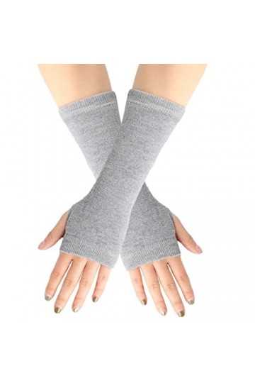 Mitaines tricotées sans doigts pour femme - Noir - Accessoires de cosplay - Bras en tricot - Noir - Manches longues - Pour fi